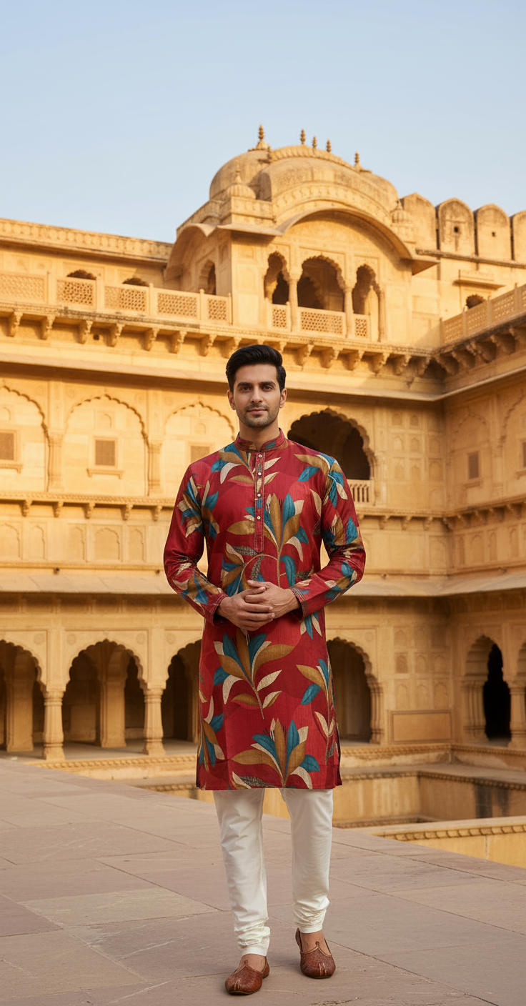 Foil Print Ethnic Kurta Main Image